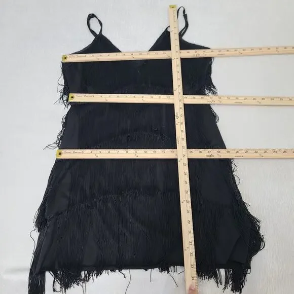 Taylor Swift Showgirl vibes black dress fringe Size XL flapper Shake it off - Picture 4 of 7